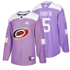 Carolina Hurricanes #5 Noah Hanifin Purple Hockey Fights Cancer Authentic Jersey