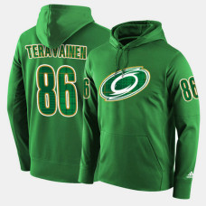 Carolina Hurricanes #86 Teuvo Teravainen Green St. Patrick Day Pullover Hoodie