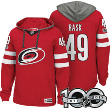 Carolina Hurricanes #49 Victor Rask Red 2017 Anniversary Patch Hoodie