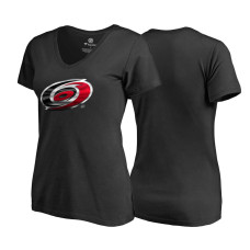 Women's Carolina Hurricanes Black V-neck Midnight Mascot Team T-shirt