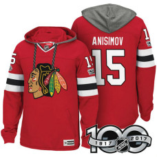 Chicago Blackhawks #15 Artem Anisimov Red Anniversary Classic Patch Hoodie