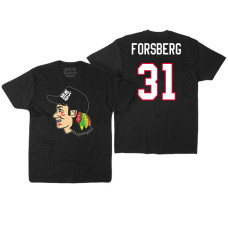 Chicago Blackhawks #31 Anton Forsberg Black Hockey Club Game On T-shirt