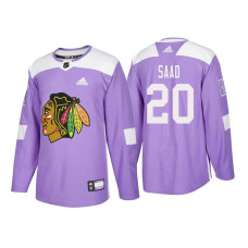 Chicago Blackhawks #20 Brandon Saad Purple 2018 Adidas Authentic Hockey Fights Cancer Jersey