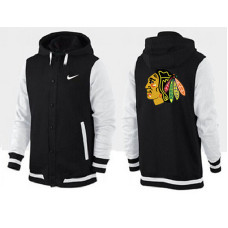 Chicago Blackhawks Black/White Join In The Club Button Up Varsity Jacket