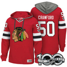 Chicago Blackhawks #50 Corey Crawford Red Anniversary Classic Patch Hoodie