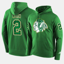 Chicago Blackhawks #2 Duncan Keith Green St. Patrick Day Pullover Hoodie