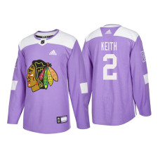 Chicago Blackhawks #2 Duncan Keith Purple 2018 Adidas Authentic Hockey Fights Cancer Jersey