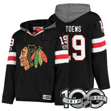 Chicago Blackhawks #19 Jonathan Toews Black Anniversary Classic Patch Hoodie