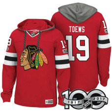 Chicago Blackhawks #19 Jonathan Toews Red Anniversary Classic Patch Hoodie