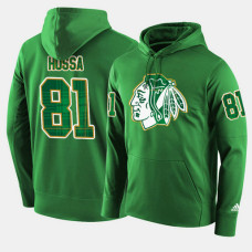 Chicago Blackhawks #81 Marian Hossa Green St. Patrick Day Pullover Hoodie