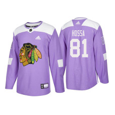 Chicago Blackhawks #81 Marian Hossa Purple 2018 Adidas Authentic Hockey Fights Cancer Jersey