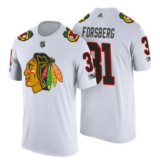 Chicago Blackhawks #31 Anton Forsberg White Adidas Player T-shirt