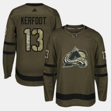 Colorado Avalanche #13 Camo Salute To Service Alexander Kerfoot With Jersey 2022 Stanley Cup Champions Patch