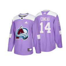 Colorado Avalanche #14 Blake Comeau Purple Adidas Authentic Hockey Fights Cancer With Jersey 2022 Stanley Cup Champions Patch