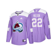 Colorado Avalanche #22 Colin Wilson Purple Adidas Authentic Hockey Fights Cancer With Jersey 2022 Stanley Cup Champions Patch