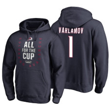 Colorado Avalanche #1 Semyon Varlamov Navy 2018 Stanley Cup Playoffs Hoodie Hoodie