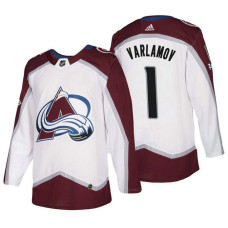 Colorado Avalanche #1 Semyon Varlamov White 2018 New Season Team Road Jersey