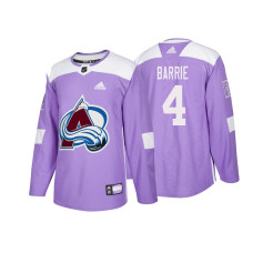 Colorado Avalanche #4 Tyson Barrie Purple Adidas Authentic Hockey Fights Cancer With Jersey 2022 Stanley Cup Champions Patch