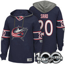 Columbus Blue Jackets #20 Brandon Saad Navy Anniversary Classic Patch Hoodie