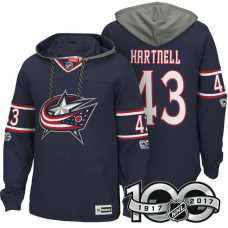 Columbus Blue Jackets #43 Scott Hartnell Navy Anniversary Classic Patch Hoodie