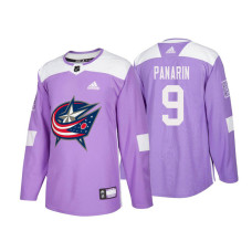 Columbus Blue Jackets #9 Artemi Panarin Purple 2018 Adidas Authentic Hockey Fights Cancer Jersey