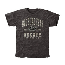 Columbus Blue Jackets Black Camo Stack Tri-Blend T-Shirt