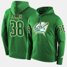 Columbus Blue Jackets #38 Boone Jenner Green St. Patrick Day Pullover Hoodie