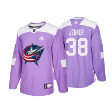 Columbus Blue Jackets #38 Boone Jenner Purple 2018 Adidas Authentic Hockey Fights Cancer Jersey