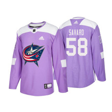 Columbus Blue Jackets #58 David Savard Purple 2018 Adidas Authentic Hockey Fights Cancer Jersey