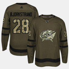 Columbus Blue Jackets #28 Camo Salute To Service Oliver Bjorkstrand Jersey