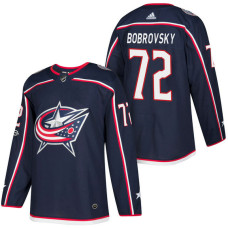 Columbus Blue Jackets #72 Sergei Bobrovsky Navy 2018 New Season Home Authentic Jersey With Anniversary Patch