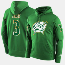 Columbus Blue Jackets #3 Seth Jones Green St. Patrick Day Pullover Hoodie