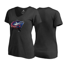 Women's Columbus Blue Jackets Black V-neck Midnight Mascot Team T-shirt