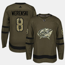 Columbus Blue Jackets #8 Camo Salute To Service Zach Werenski Jersey