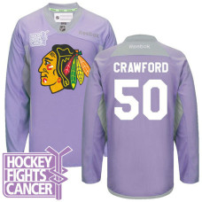 Corey Crawford Chicago Blackhawks #50 Purple Hockey Fights Cancer Jersey