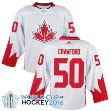 Canada Team Corey Crawford #50 White 2016 World Cup Jersey