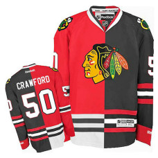 Chicago Blackhawks Corey Crawford #50 Red/Black Split Fashion Jersey