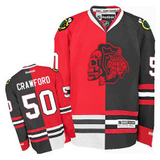 Chicago Blackhawks Corey Crawford #50 Red/Black Split Fashion Jersey