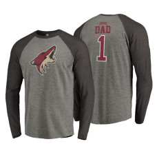 Arizona Coyotes Father's Day Greatest Dad Raglan Tri-Blend Long Sleeve Heathered Gray T-Shirt