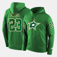 Dallas Stars #23 Esa Lindell Green St. Patrick Day Pullover Hoodie