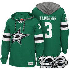 Dallas Stars #3 John Klingberg Green 2017 Anniversary Patch Hoodie