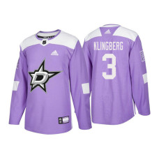 Dallas Stars #3 John Klingberg Purple 2018 Adidas Authentic Hockey Fights Cancer Jersey