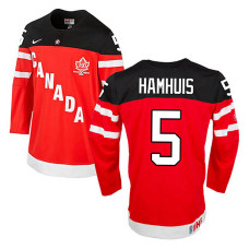 Canada Team Dan Hamhuis #5 Red 100th Anniversary Premier Olympic Jersey