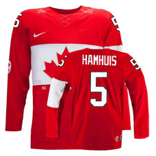 Canada Team Dan Hamhuis #5 Red Away Premier Olympic Jersey