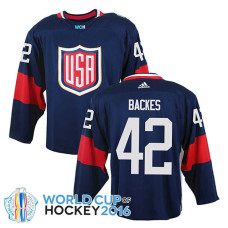 USA Team David Backes #42 Navy Blue 2016 World Cup Jersey