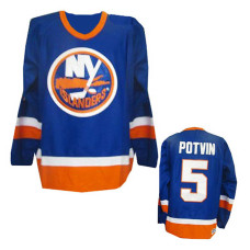 New York Islanders Denis Potvin #5 Royal Blue Throwback Jersey