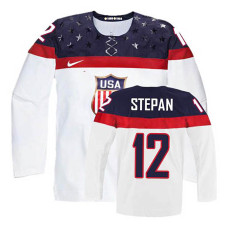 USA Team Derek Stepan #12 White Home Premier Olympic Jersey