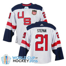 USA Team Derek Stepan #21 White 2016 World Cup Jersey