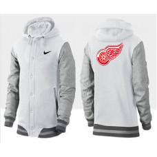 Detroit Red Wings White/Gray Join In The Club Button Up Varsity Jacket