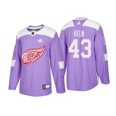 Detroit Red Wings #43 Darren Helm Purple 2018 Adidas Authentic Hockey Fights Cancer Jersey